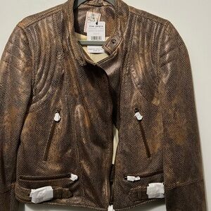 Free people vegan leather sneaks skin Brown leather Moto jacket ￼